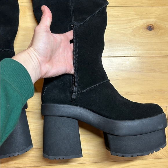 NWOT UGG Black Suede New Heights Platform Xtra Over the Knee Boots | Size 8.5 - Picture 4 of 11